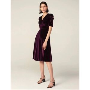 Classy premium velvet puff sleeve wrap dress